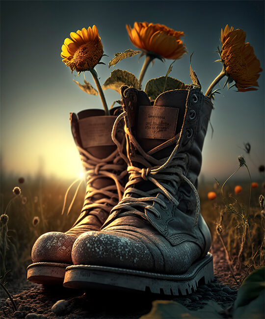 Boots with Sunflowers